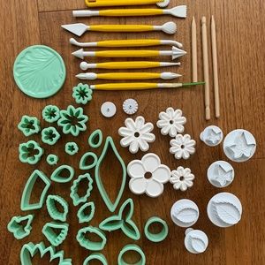Lot of 66-piece gum paste decorating cutters, tools *NEW*